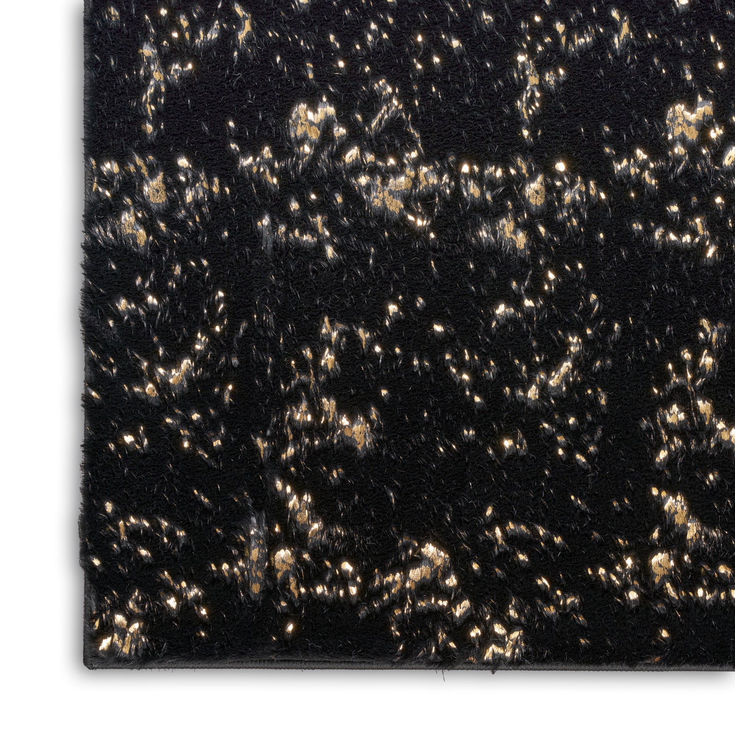 Nourison Cozy Shimmer 7'9" x 9'9" Black Gold Glam Indoor Rug