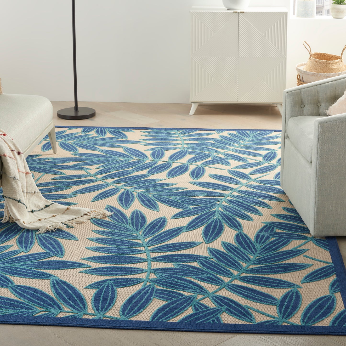 Nourison Aloha 6' x 9' Navy Tropical Rug