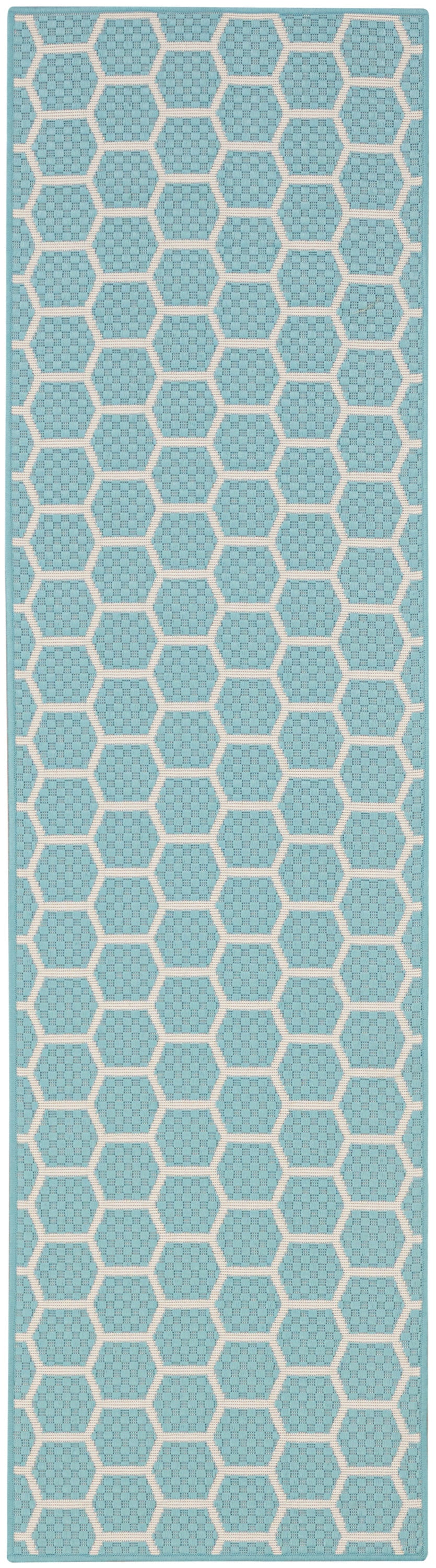 Nourison Twist Reversible 2' x 6' Aqua Modern Rug