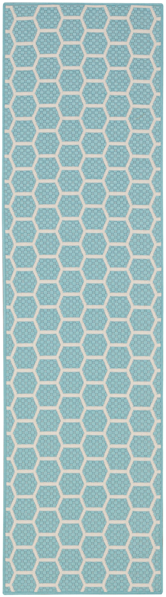 Nourison Twist Reversible 2' x 6' Aqua Modern Rug