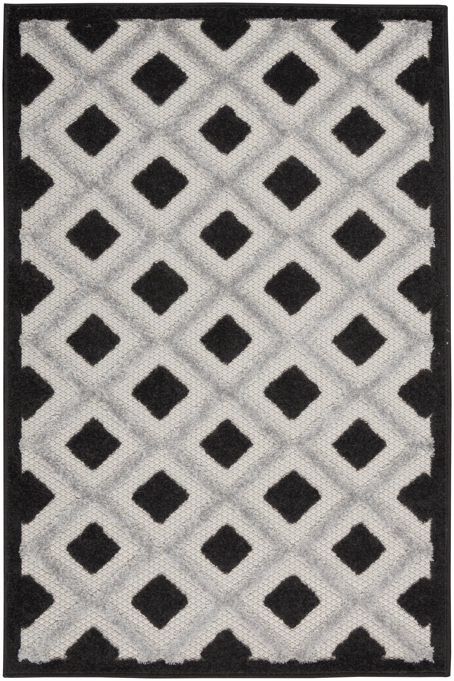 Nourison Aloha 2'8" x 4' Black White Modern Rug