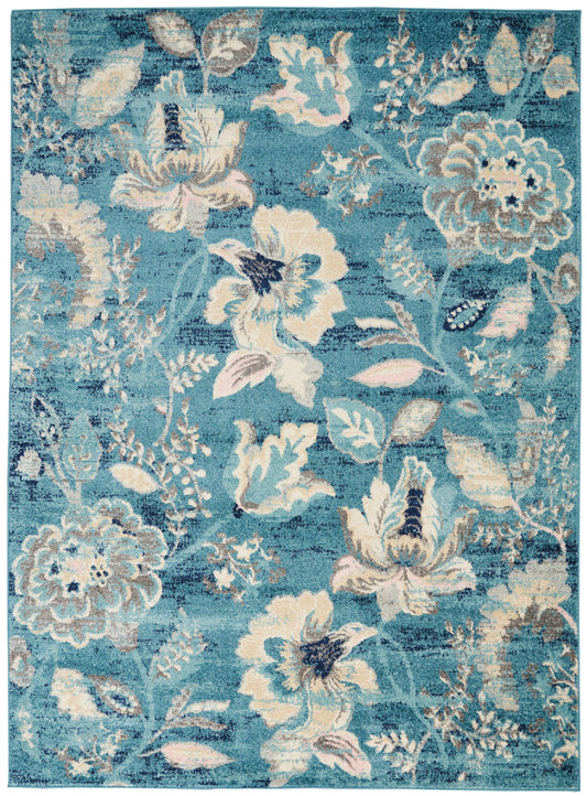 Nourison Tranquil 6' x 9' Turquoise Vintage Indoor Rug