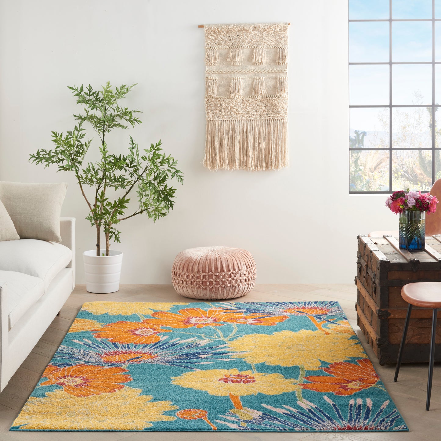 Nourison Allur 4' x 6' Turquoise Multicolor Contemporary Indoor Rug