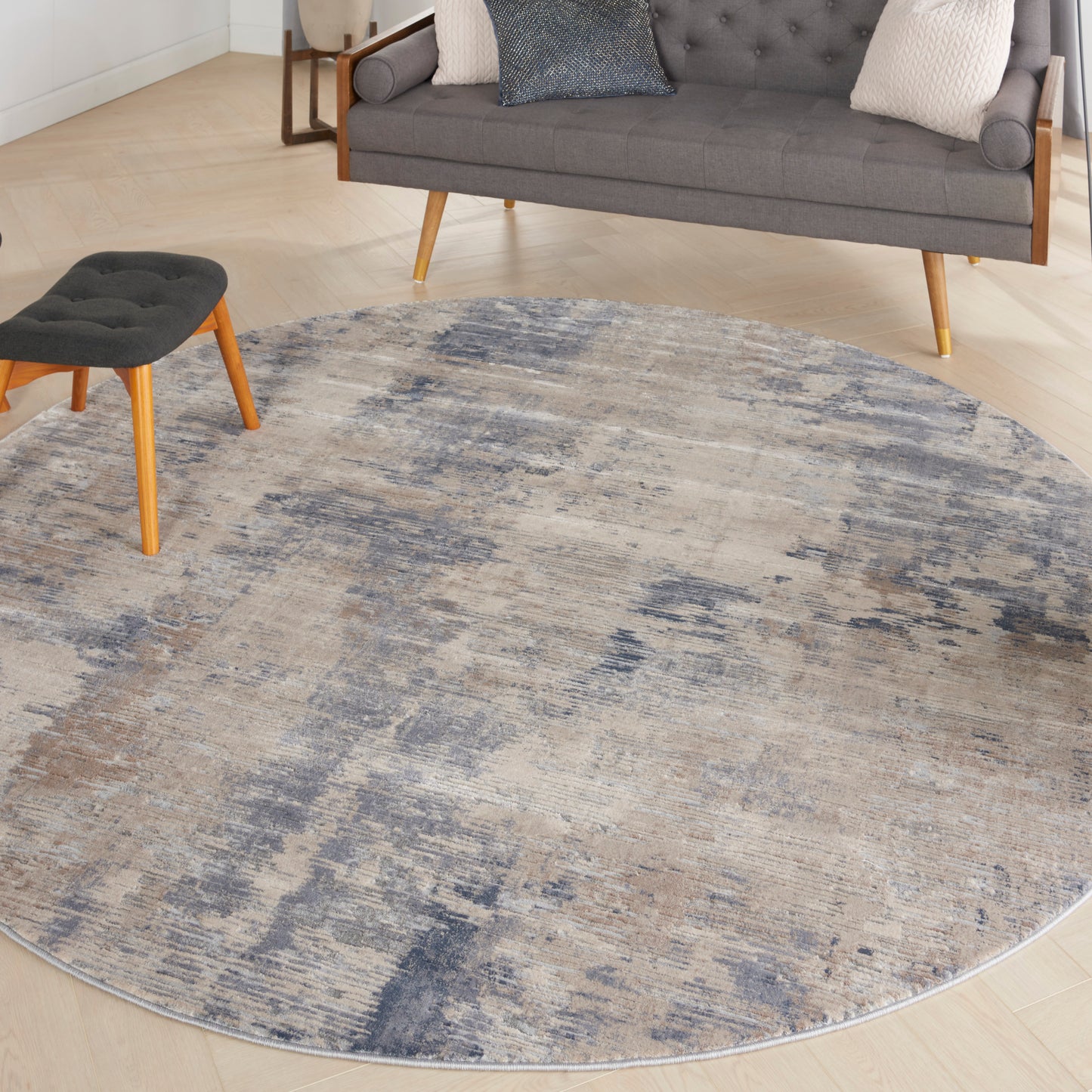 Nourison Rustic Textures 7’10” x Round Beige Grey Modern Indoor Rug