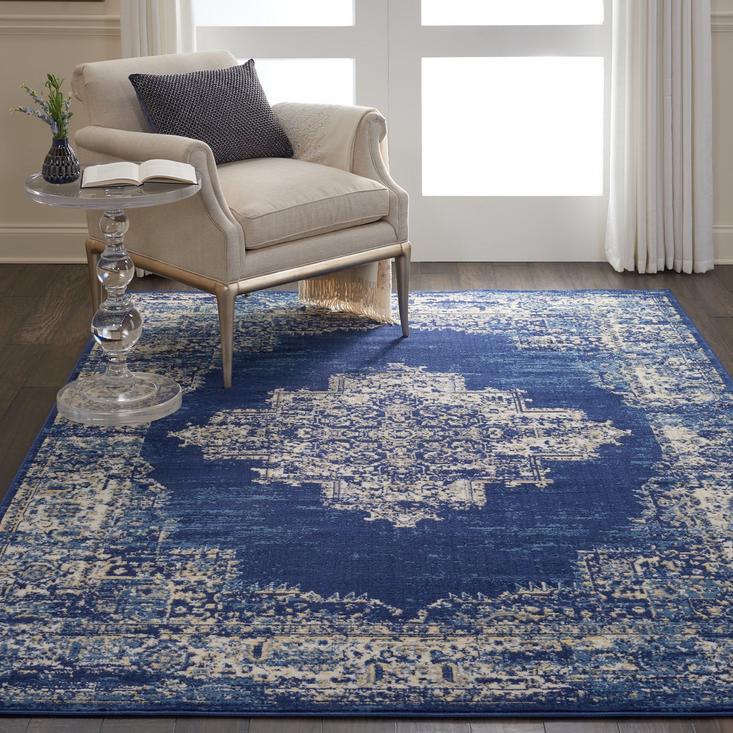 Nourison Grafix 6' x 9' Navy Blue Vintage Indoor Rug