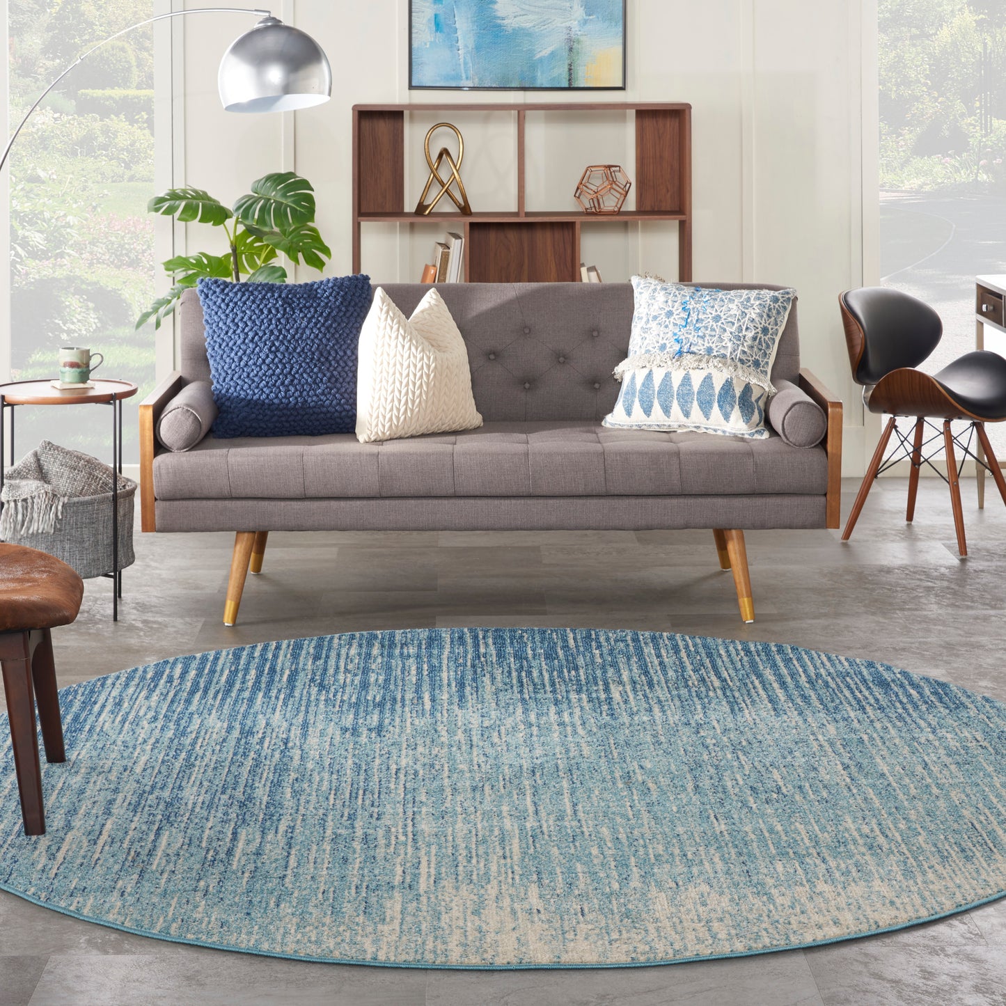 Nourison Passion 8' x Round Navy/Light Blue Modern Indoor Rug