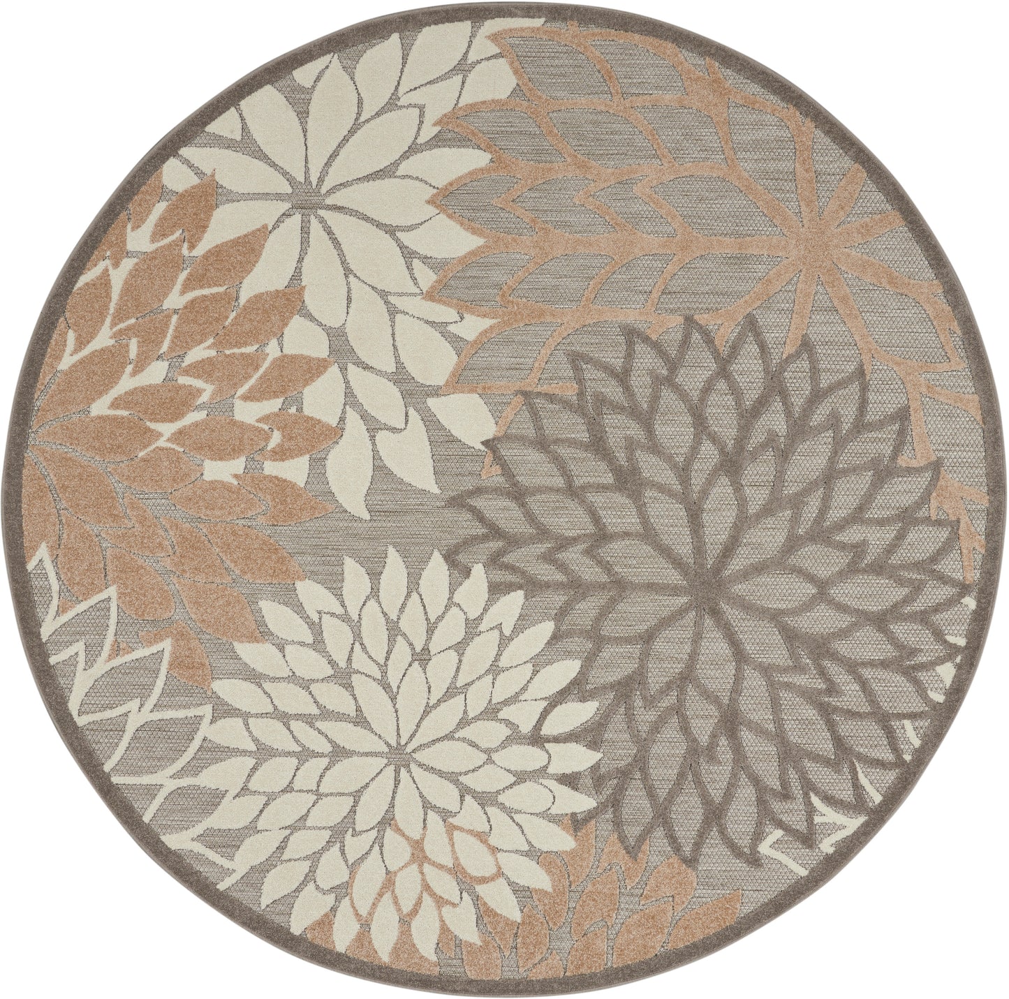 Nourison Aloha 4' x Round Natural Tropical Rug