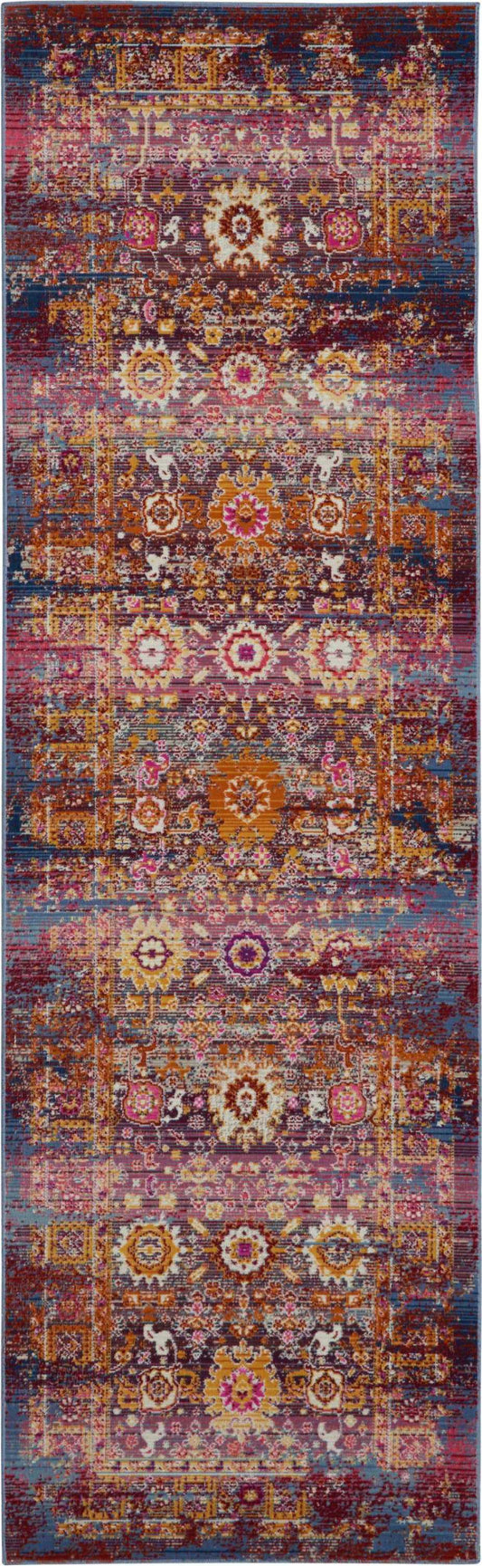 Nourison Vintage Kashan 2'4" x 8' Red/Multicolor Vintage Indoor Rug