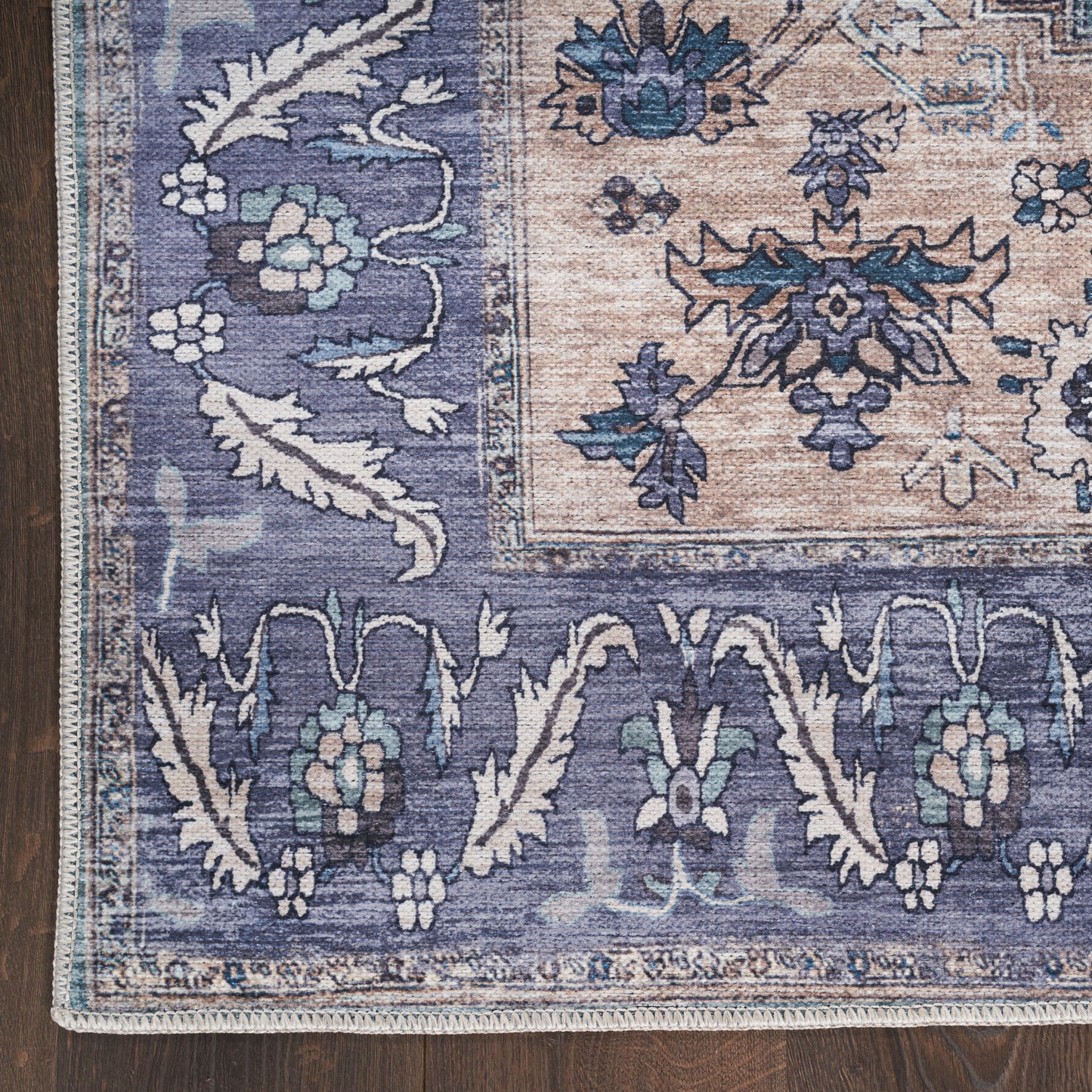 Nourison Grand Washables 5'3" x 7'3" Teal Blue Vintage Indoor Rug