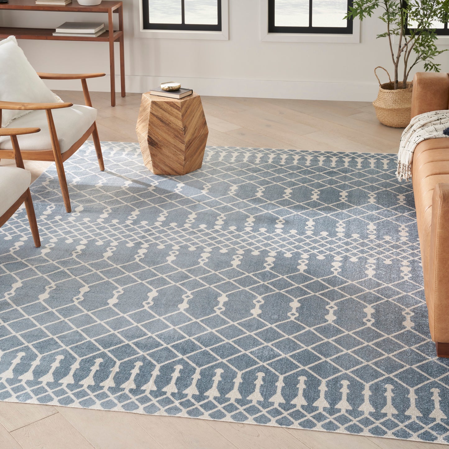 Nourison Astra Machine Washable 10' x 14' Blue Bohemian Indoor Rug