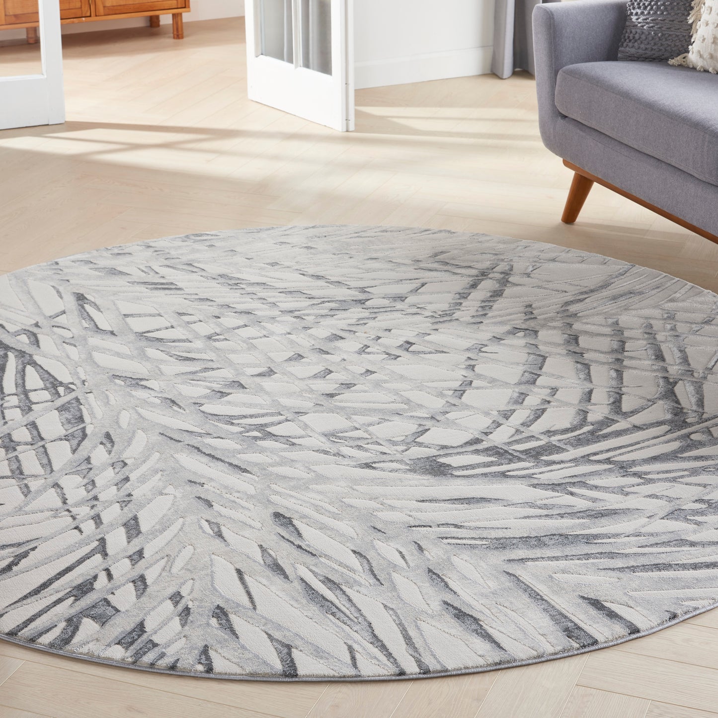 Nourison Rustic Textures 7’10” x Round Ivory/Grey Modern Indoor Rug