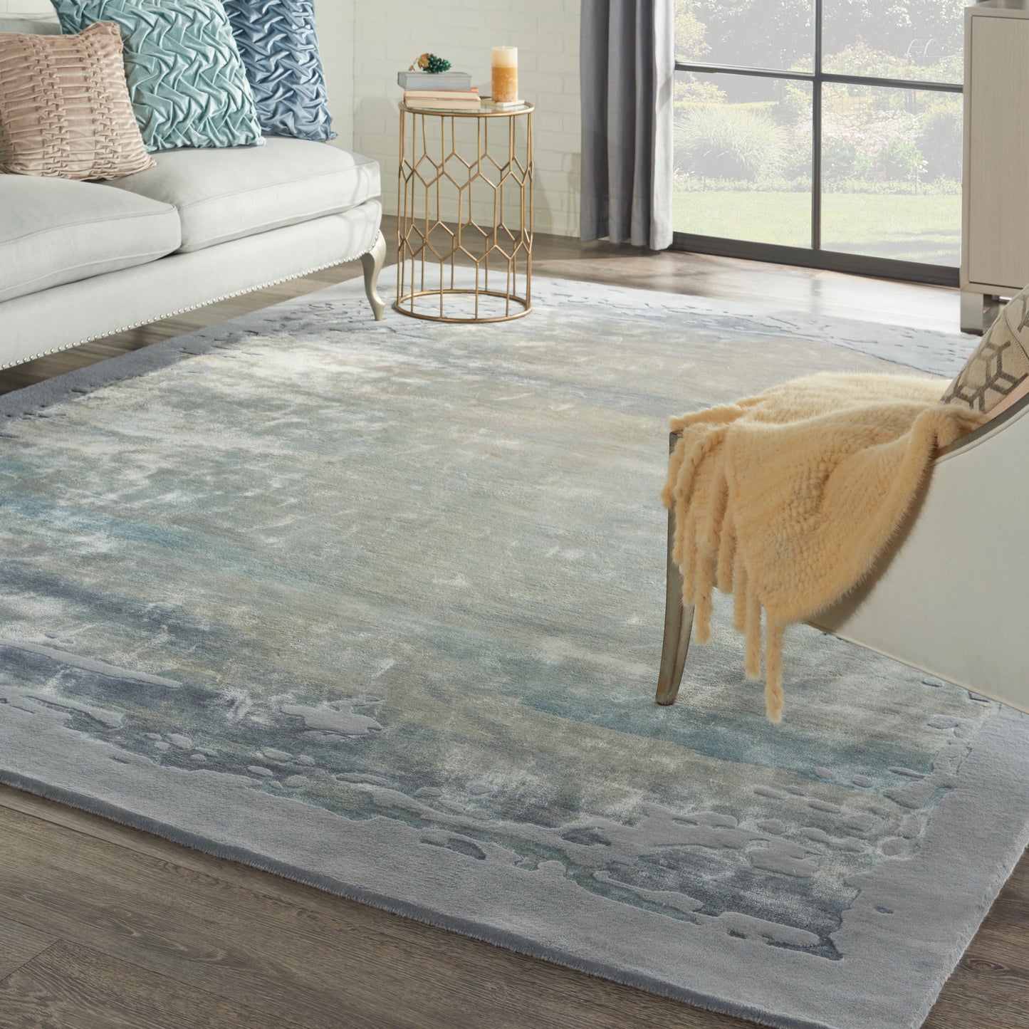 Nourison Prismatic 9'9" x 13'9" Seafoam/Silver Modern Indoor Rug