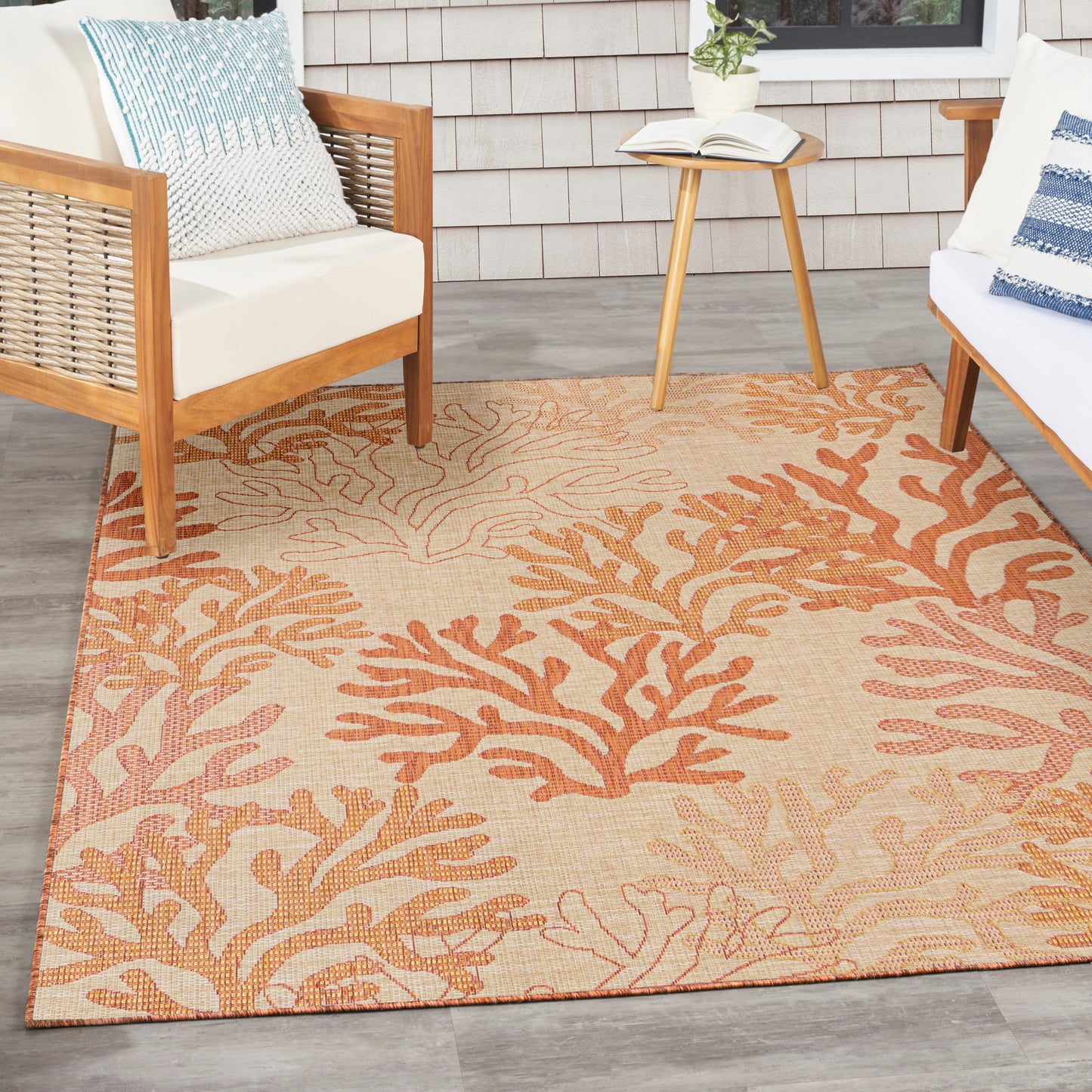 Nourison Garden Oasis 6' x 9' Coral Coastal, Nautical & Beach Rug