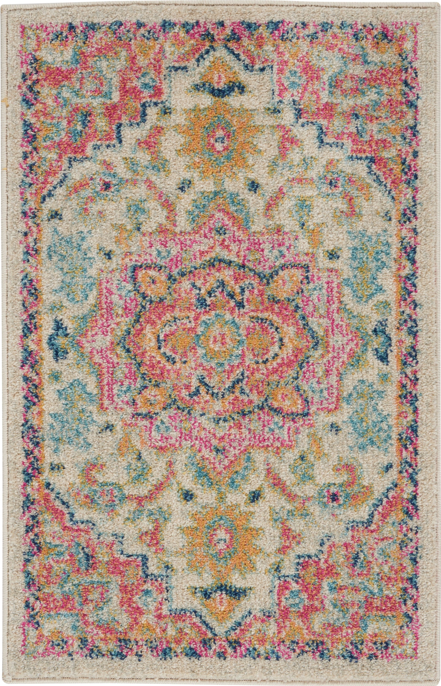 Nourison Passion 1'10" x 2'10" Ivory Pink Bohemian Indoor Rug