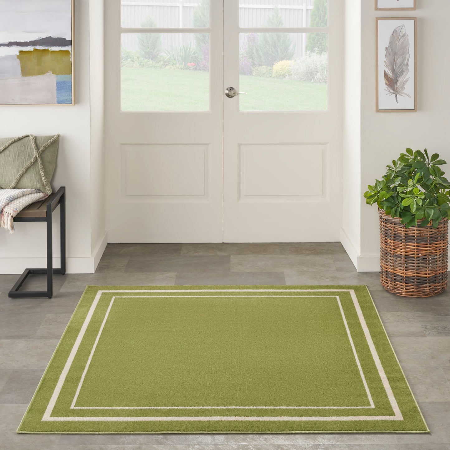 Nourison Nourison Essentials 5' x Square Green Ivory Contemporary Rug