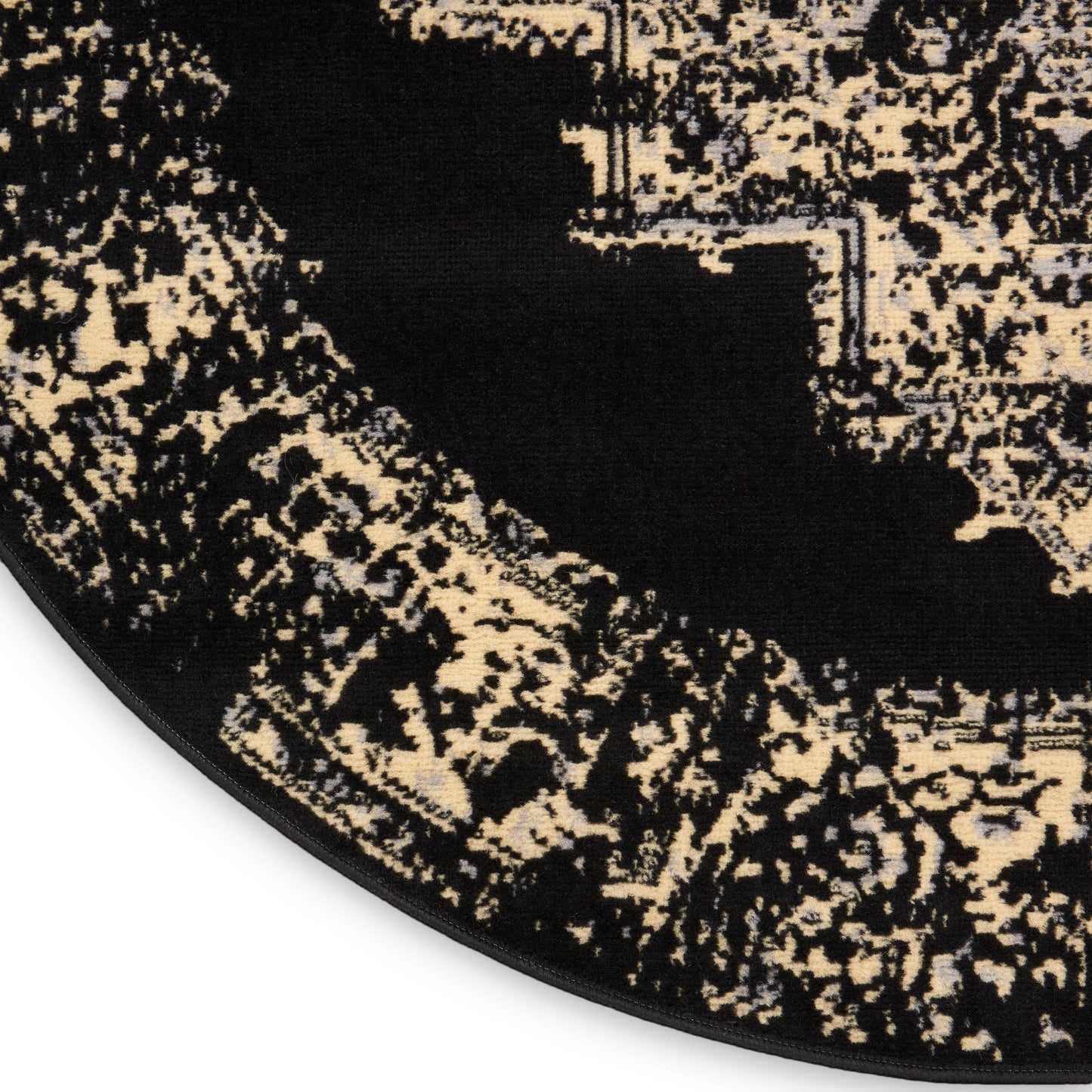 Nourison Grafix 4' x Round Black Vintage Indoor Rug