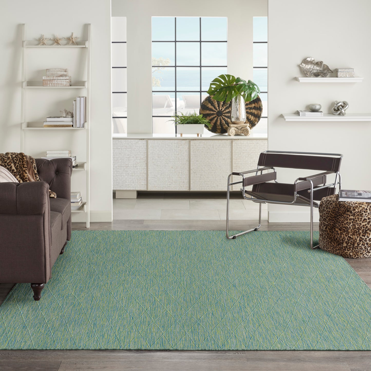 Nourison Washable Solutions 10' x 14' Blue/Green Modern Rug