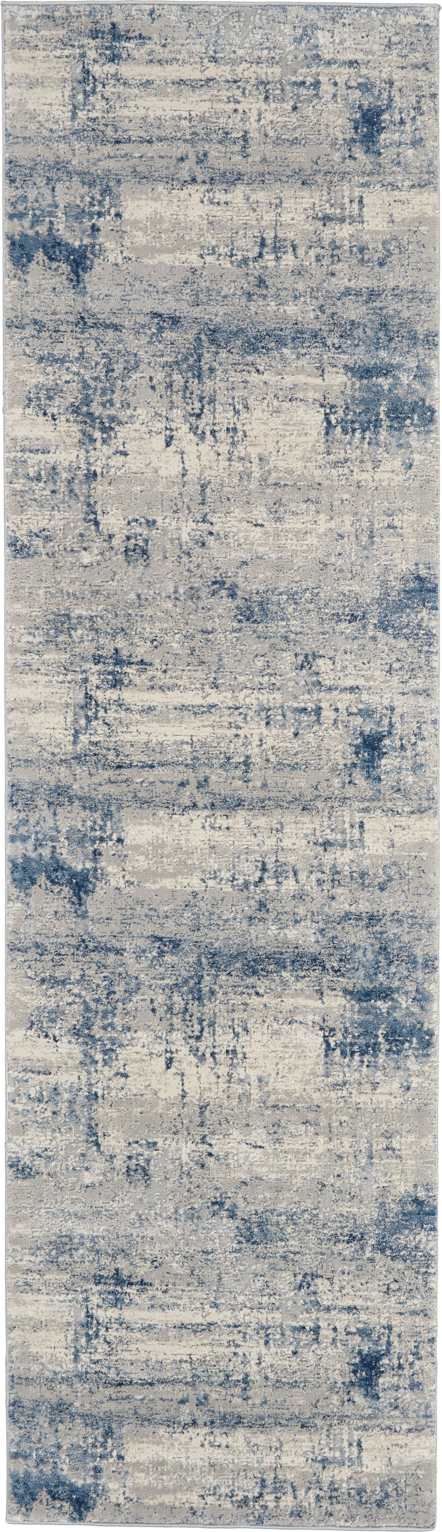 Nourison Rustic Textures 2'2" x 7'6" Ivory Blue Modern Indoor Rug