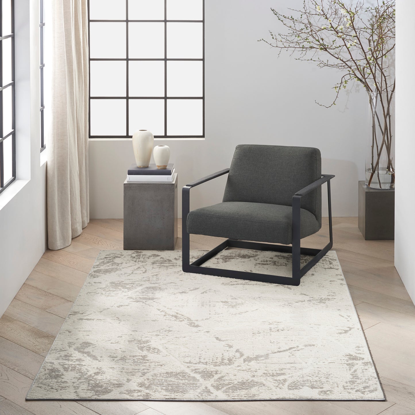 Calvin Klein Captivating 7'10" x 9'10" Cream Grey Modern Indoor Rug