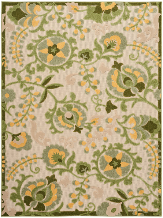 Nourison Aloha 5'3" x 7'5" Ivory Green Outdoor Rug