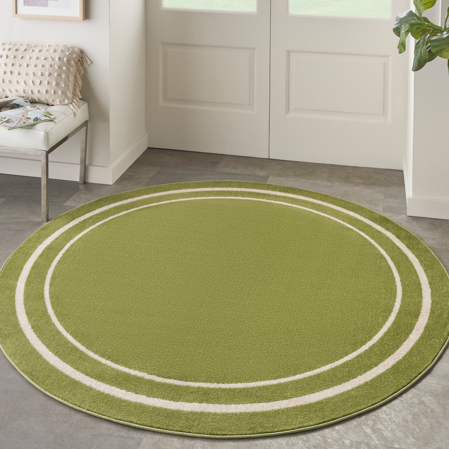 Nourison Nourison Essentials 4' x Round Green Ivory Contemporary Rug