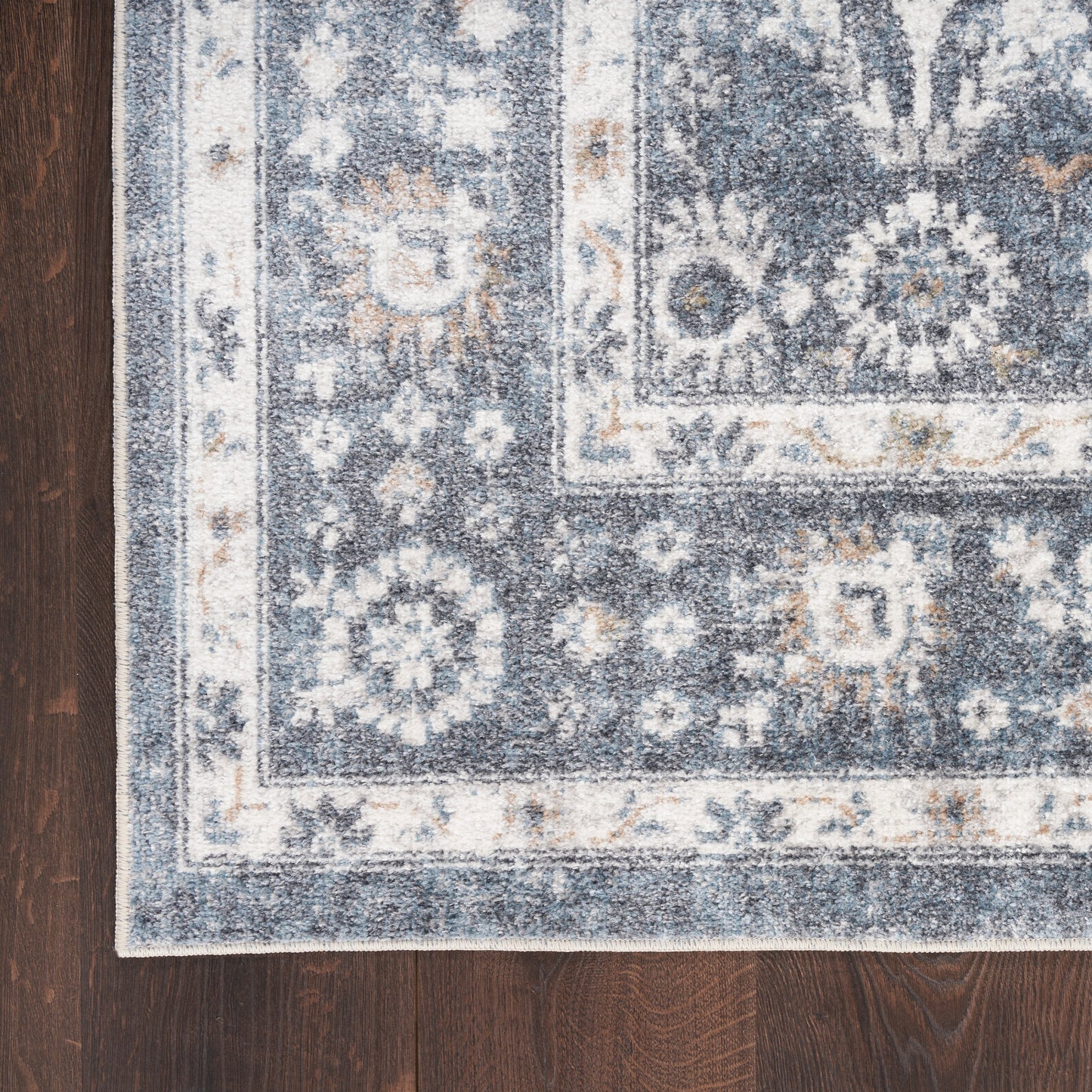 Nourison Astra Machine Washable 2' x 6' Dark Blue Vintage Indoor Rug