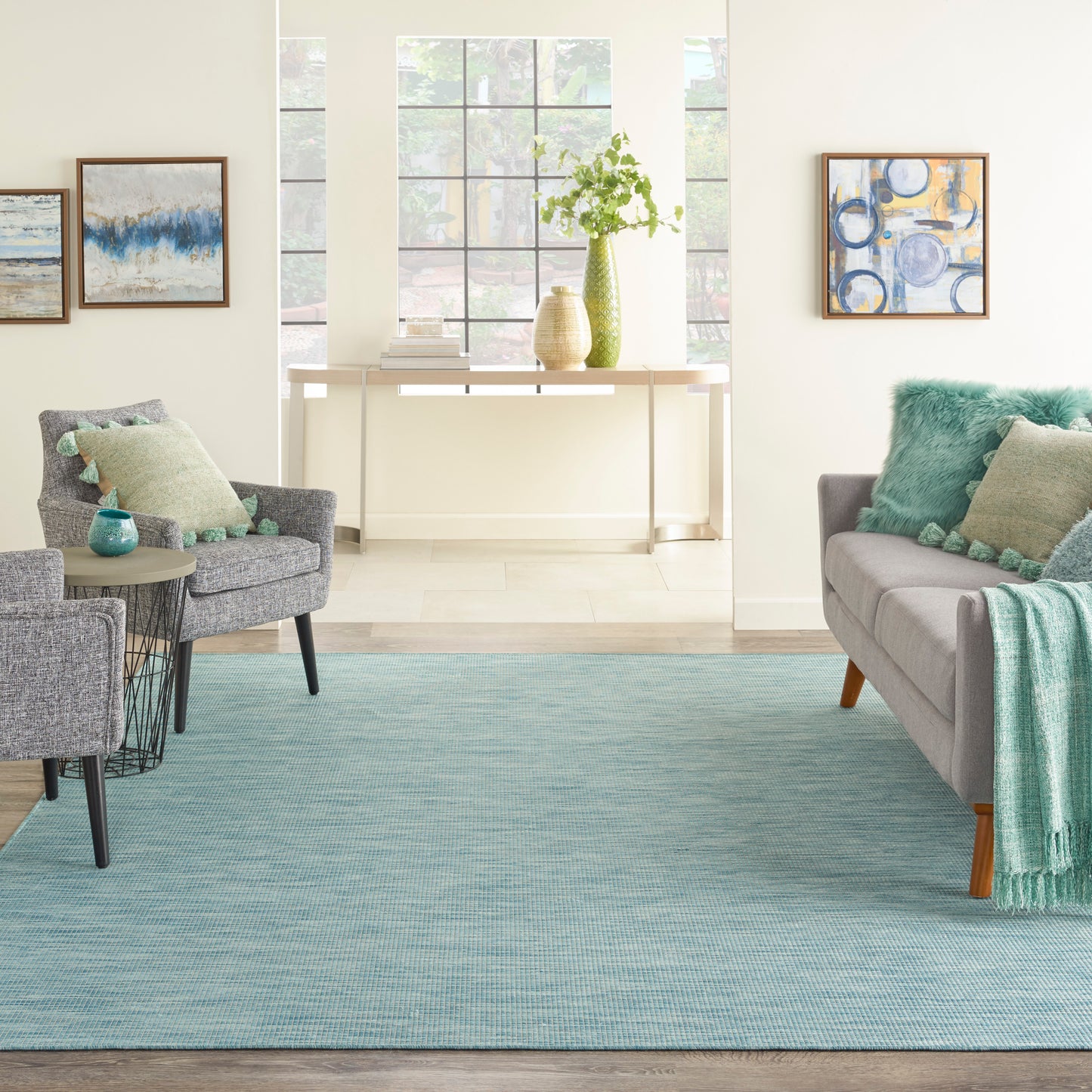 Nourison Positano 10' x 14' Aqua Modern Rug