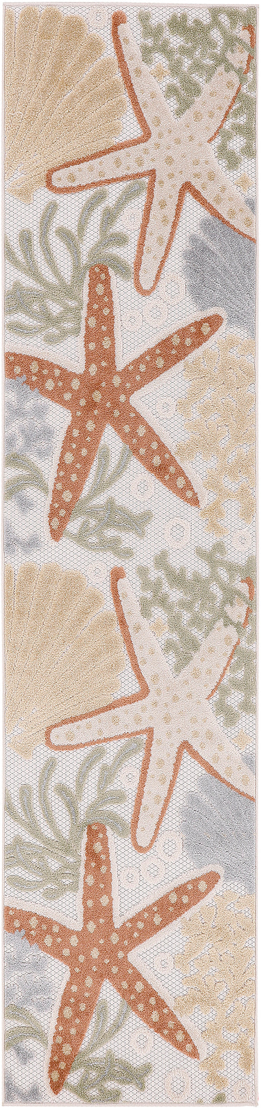 Nourison Aloha 2'3" x 8' Ivory Multicolor Outdoor Rug