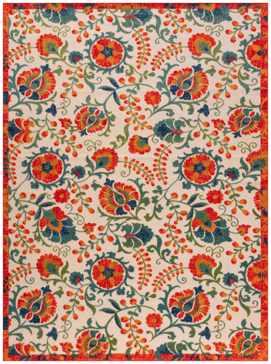 Nourison Aloha 9' x 12' Red Multicolor Farmhouse Rug