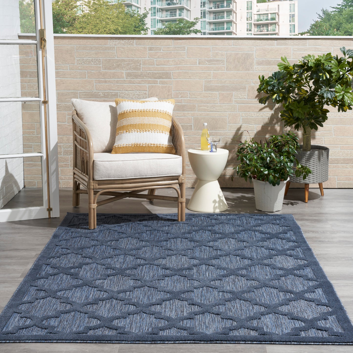 Nourison Easy Care 6' x 9' Navy Blue Modern Rug