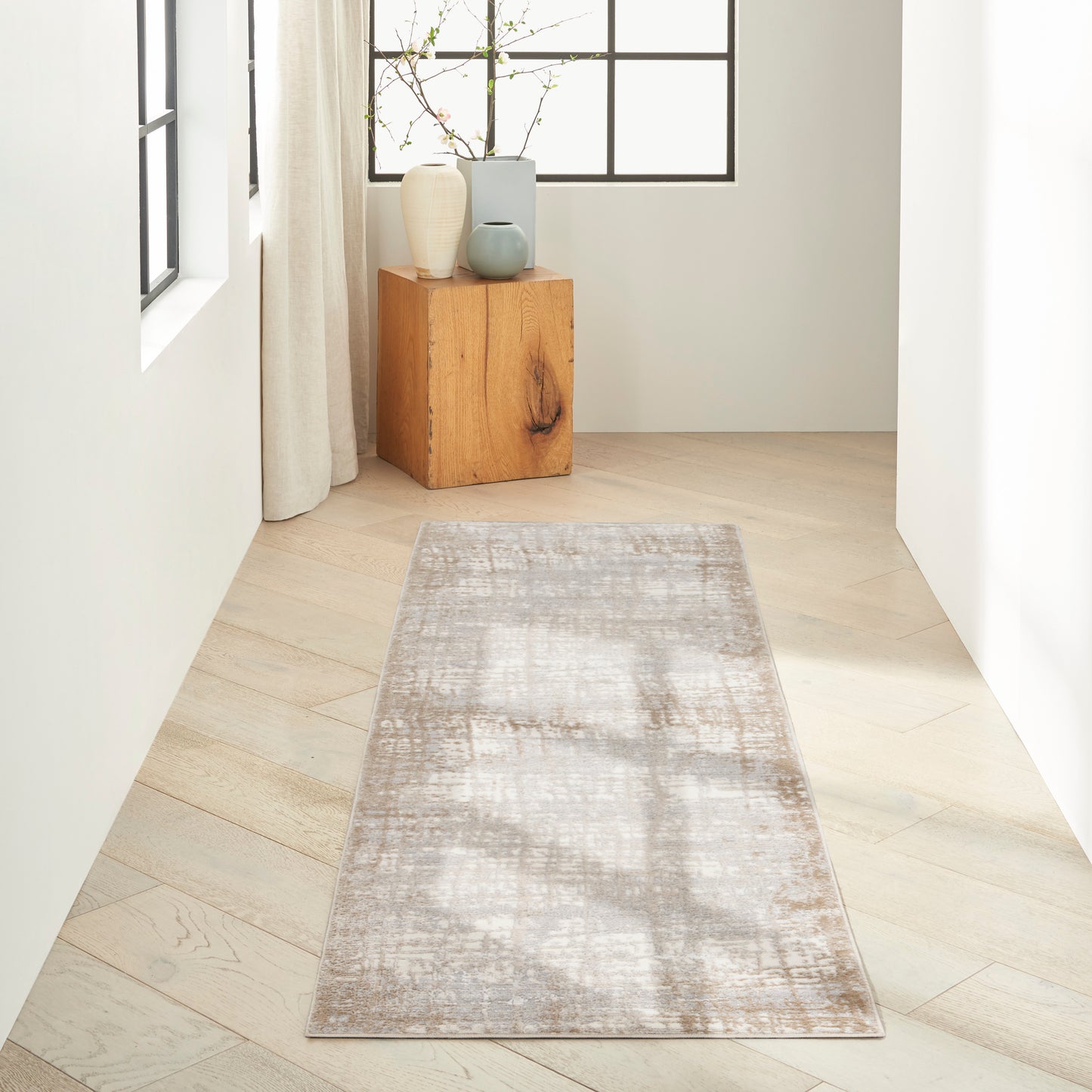 Calvin Klein CK950 Rush 2'3" x 10' Ivory Taupe Modern Indoor Rug