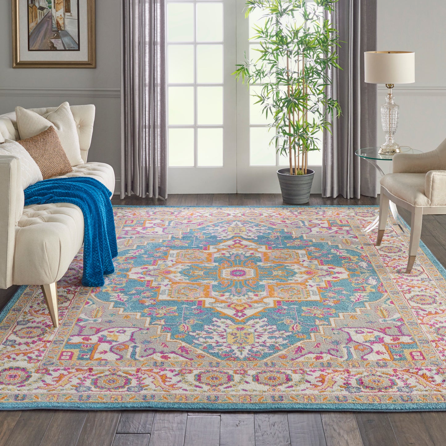 Nourison Passion 6'7" x 9'6" Teal Multicolor Bohemian Indoor Rug