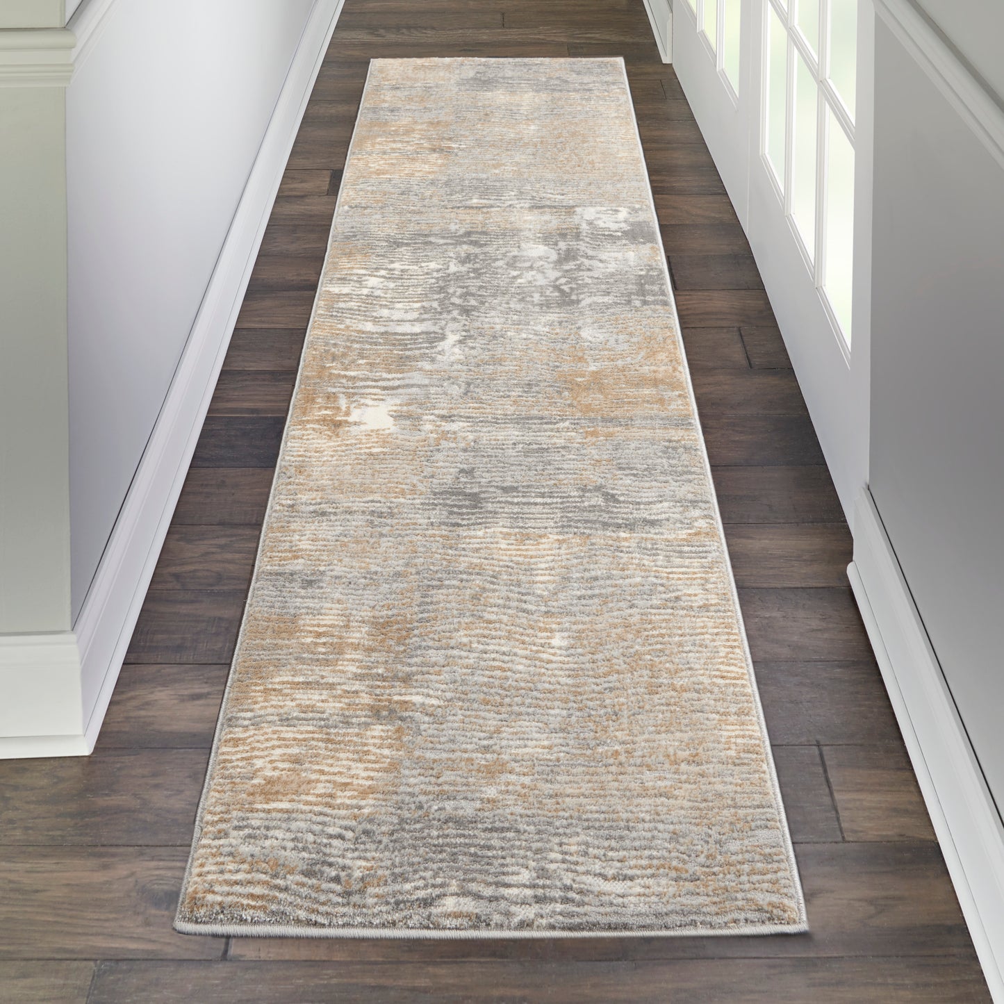 Nourison Solace 2'3" x 7'3" Grey Beige Modern Indoor Rug