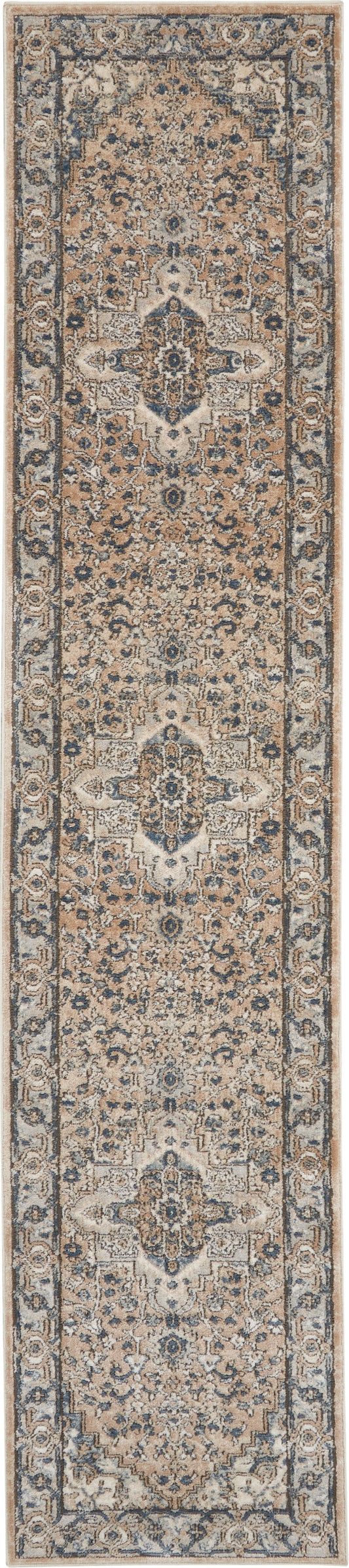 Nourison Quarry 2'2" x 12' Beige Grey Farmhouse Indoor Rug