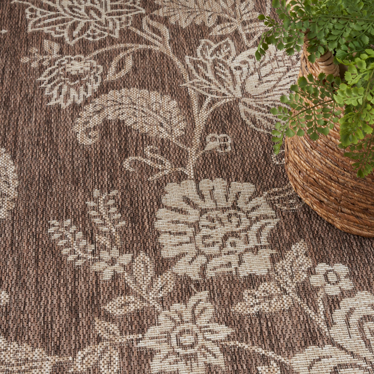 Nourison Garden Oasis 6' x 9' Mocha Tropical Rug