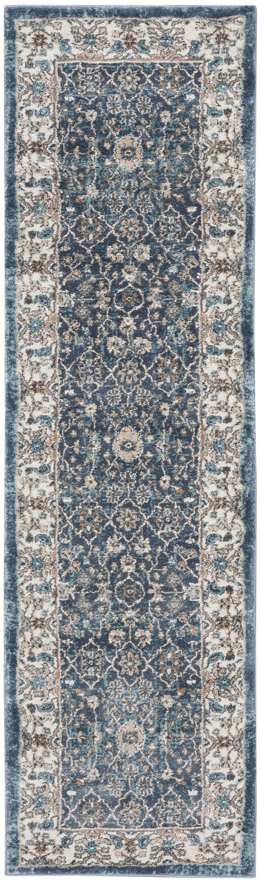 Nourison American Manor 2'2" x 7'6" Blue Ivory Vintage Indoor Rug