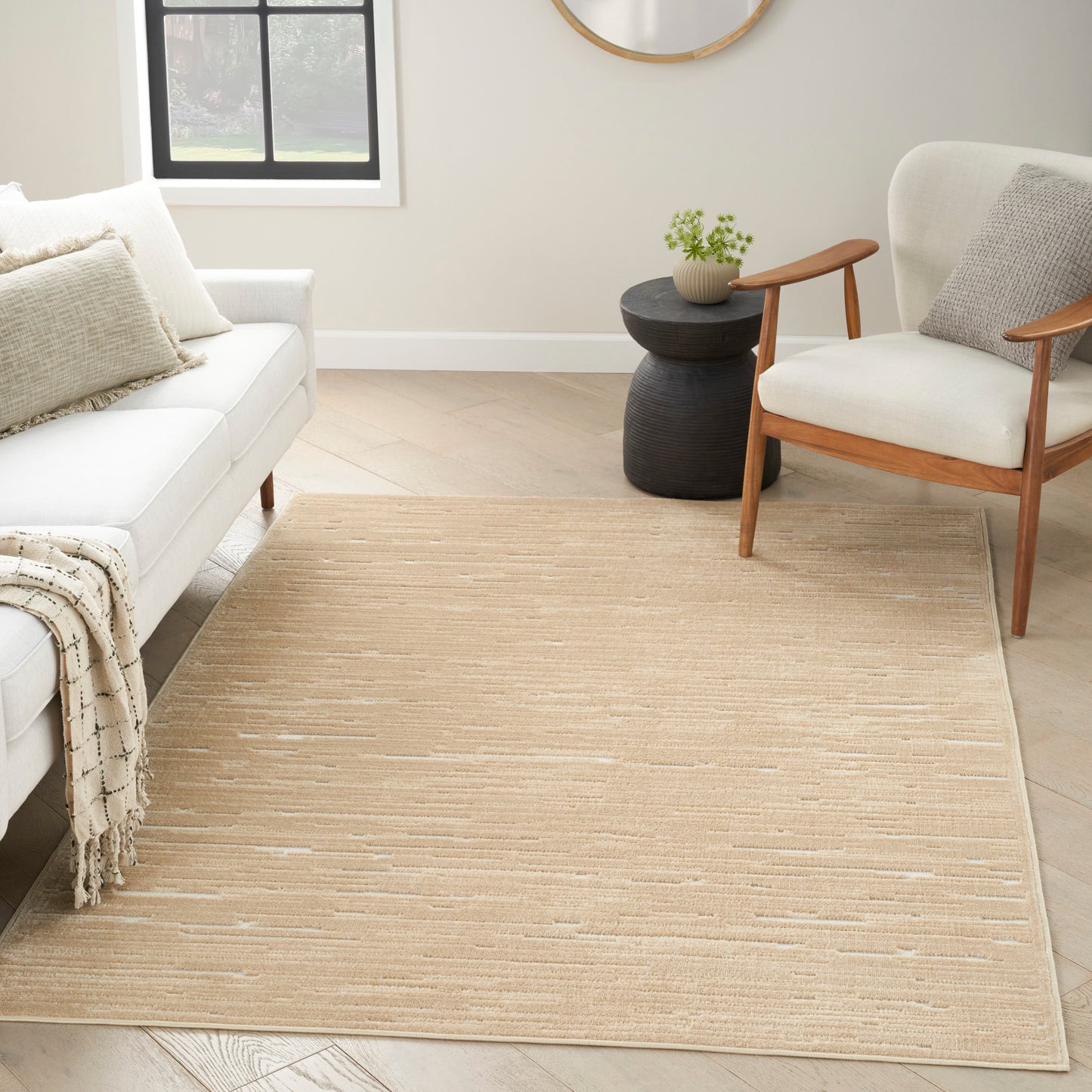 Nourison Care Free 6'7" x 9'2" Taupe Modern Indoor Rug