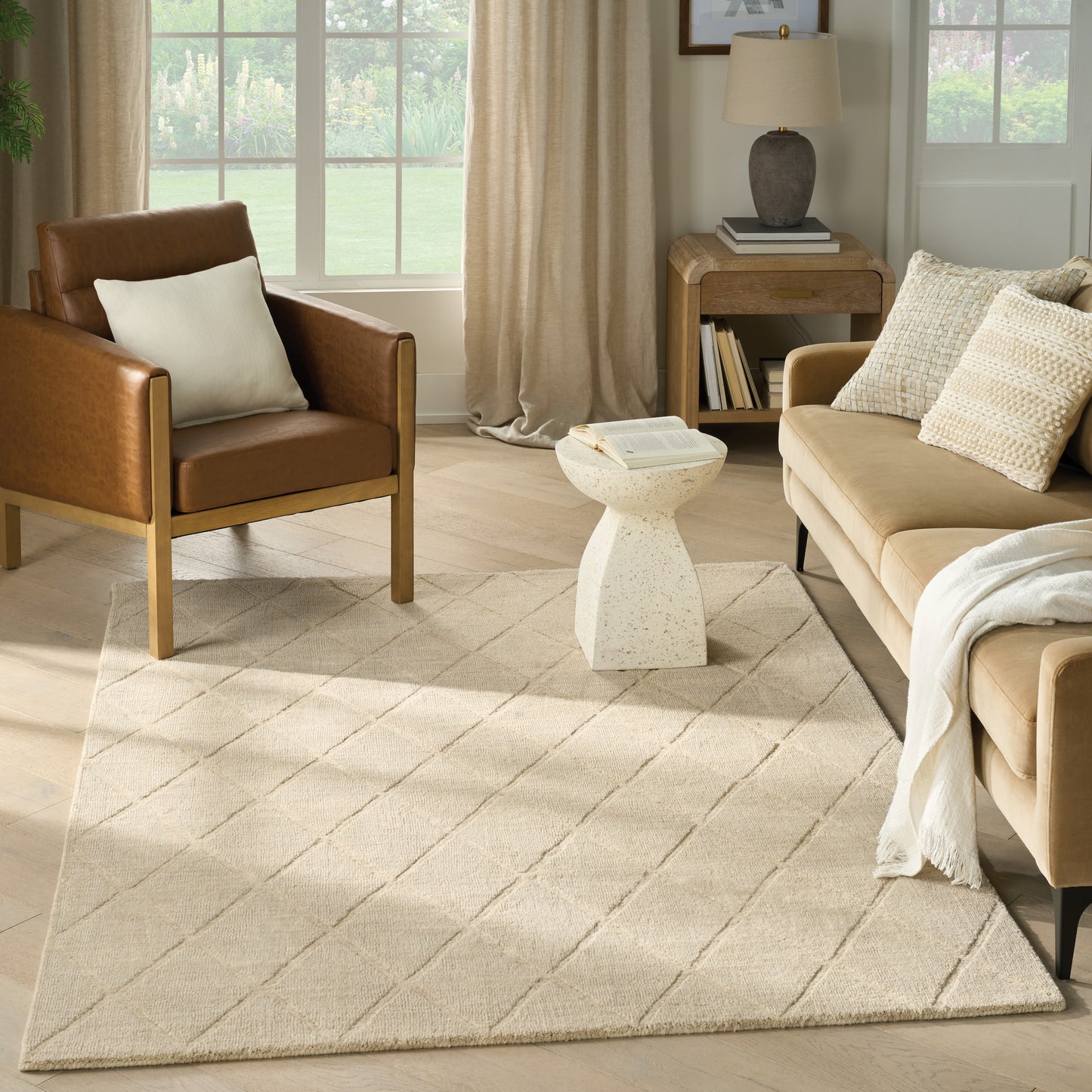 Nourison Wool Haven 3'9" x 5'9" Beige Modern Indoor Rug