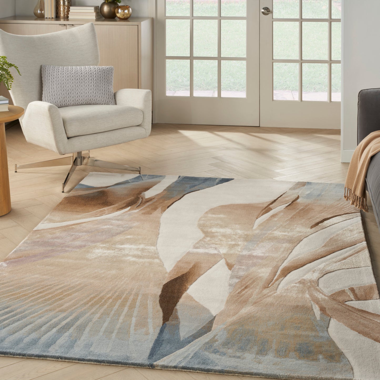 Nourison Prismatic 3'9" x 5'9" Sand Modern Indoor Rug