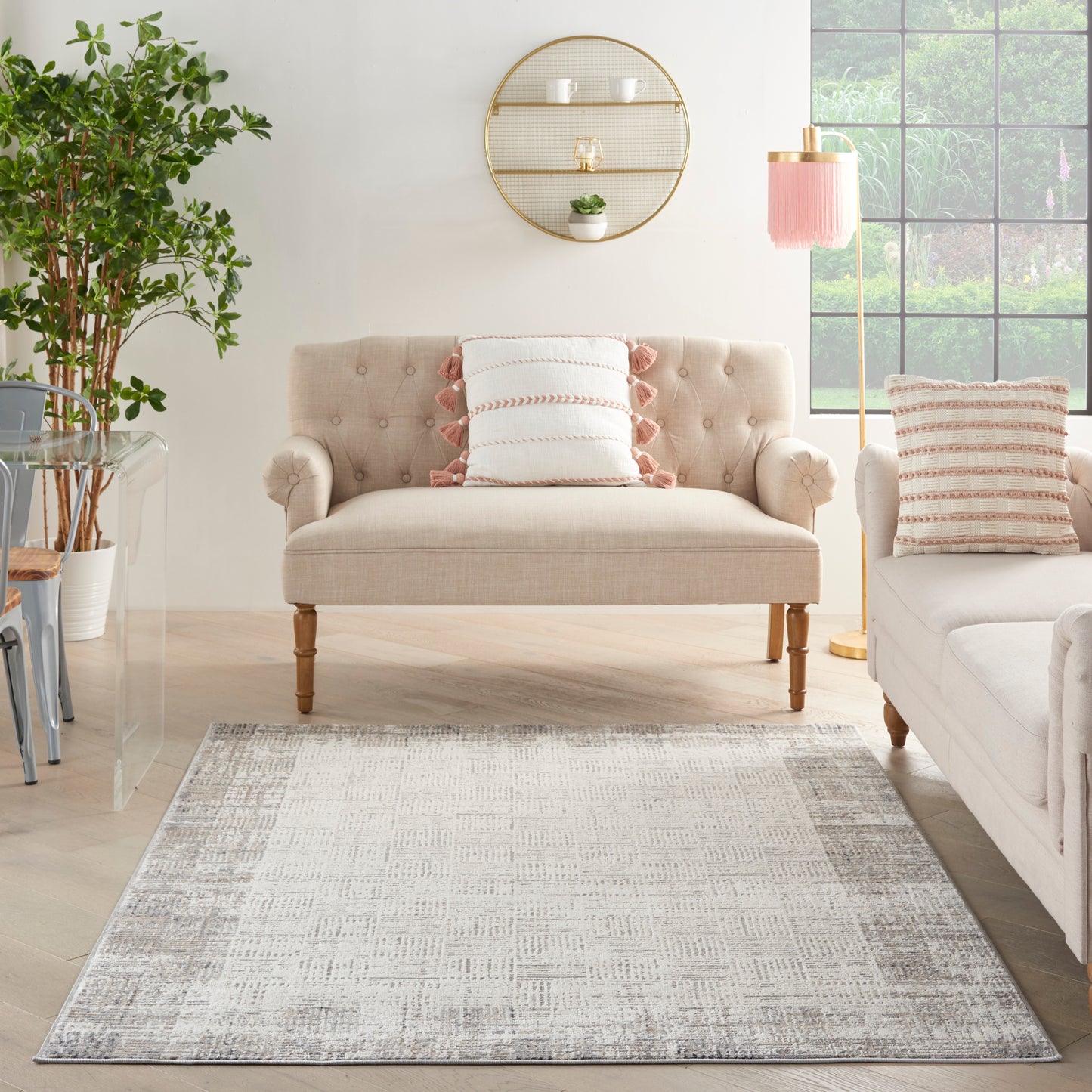 Nourison Elation 5'3" x 7'3" Ivory Grey Modern Indoor Rug