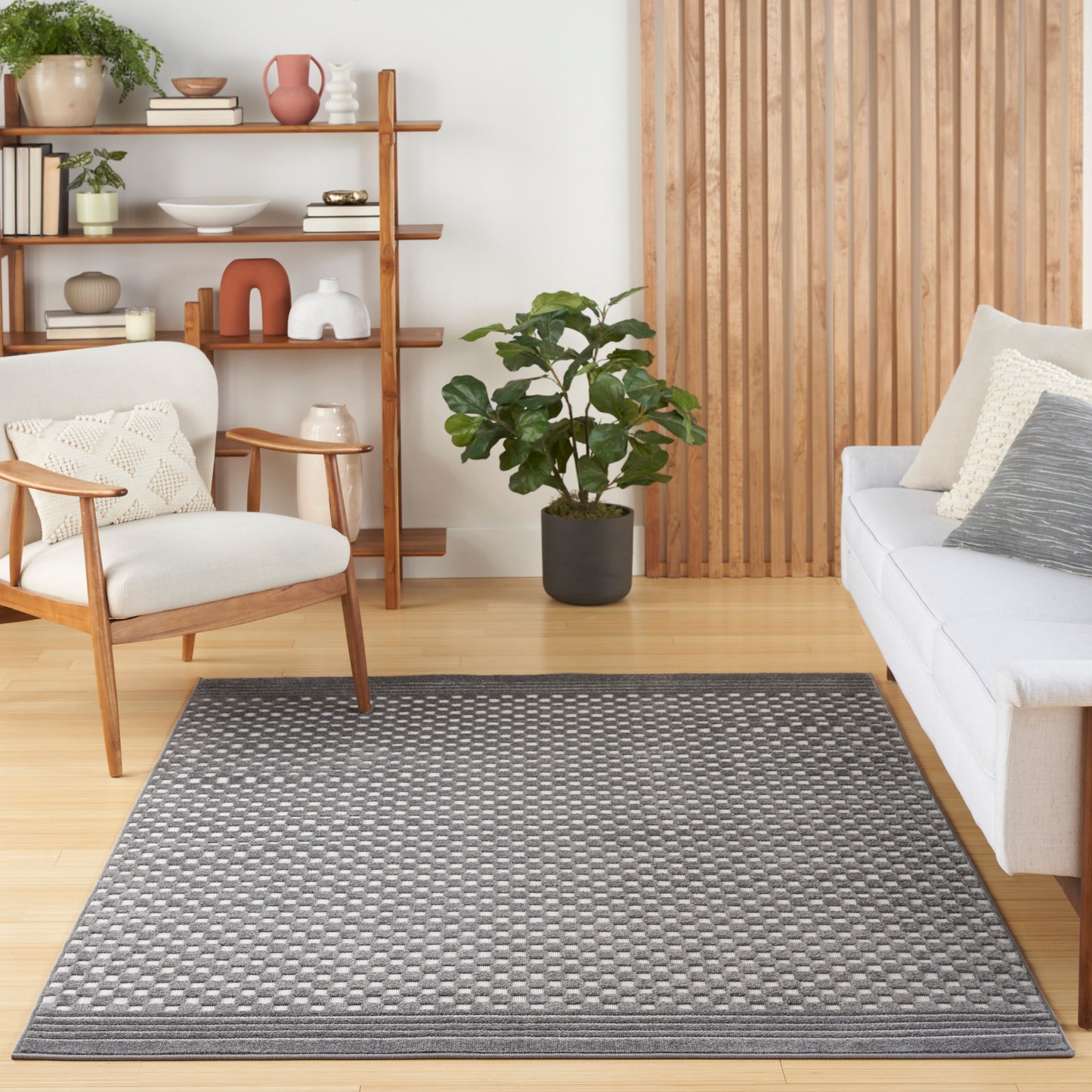 Nourison Care Free 5'3" x 7' Grey Modern Indoor Rug