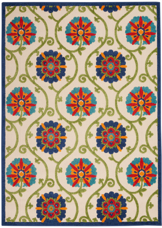 Nourison Aloha 5'3" x 7'5" Blue Multicolor Contemporary Rug