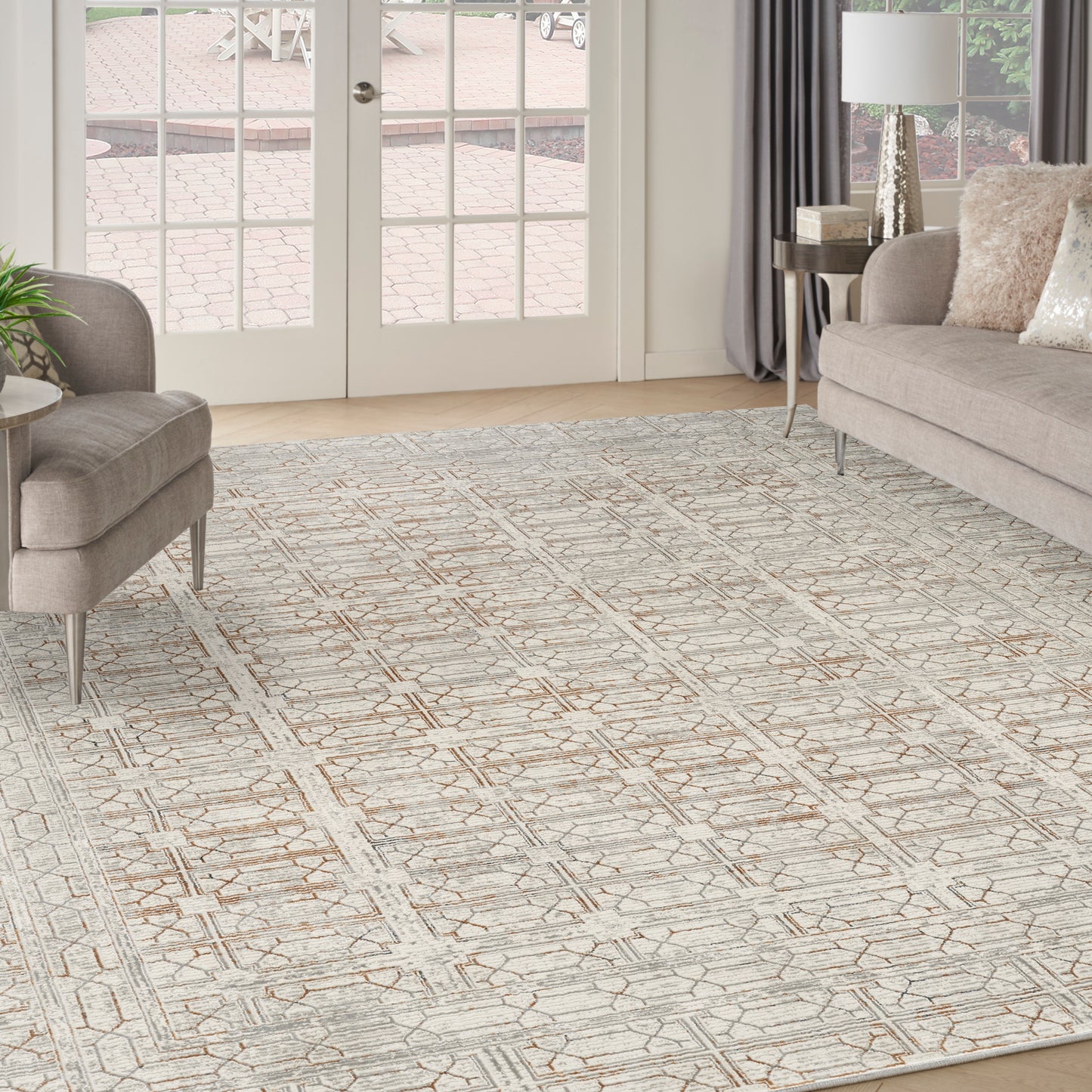 Nourison Desire 9' x 12' Ivory Beige Modern Indoor Rug