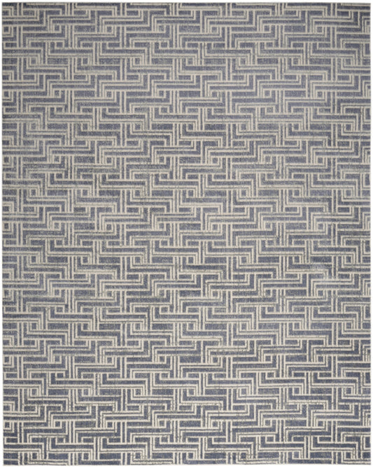 Nourison Serenity Home 9' x 12' Blue Ivory Modern Indoor Rug