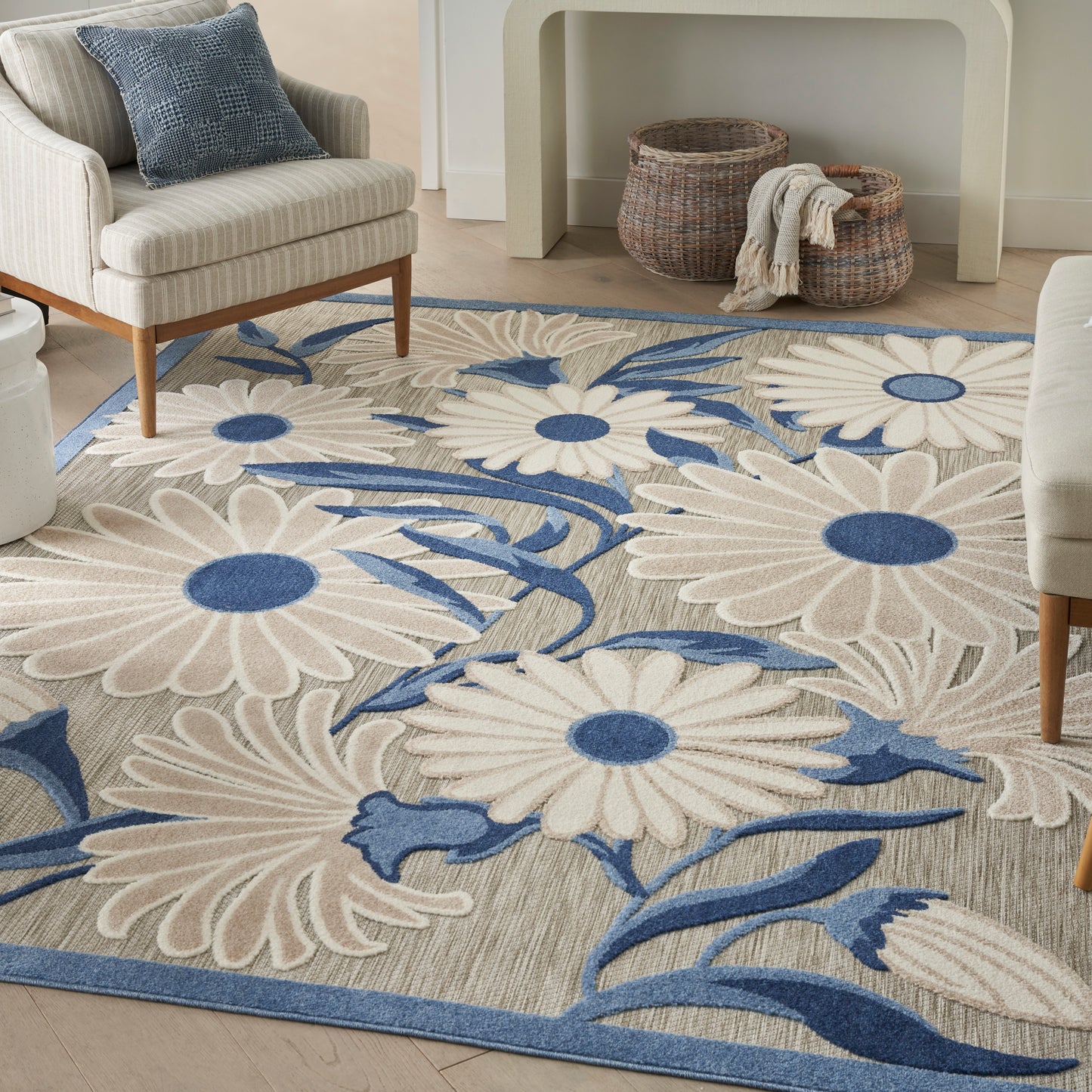 Nourison Aloha 6' x 9' Blue Grey Contemporary Rug