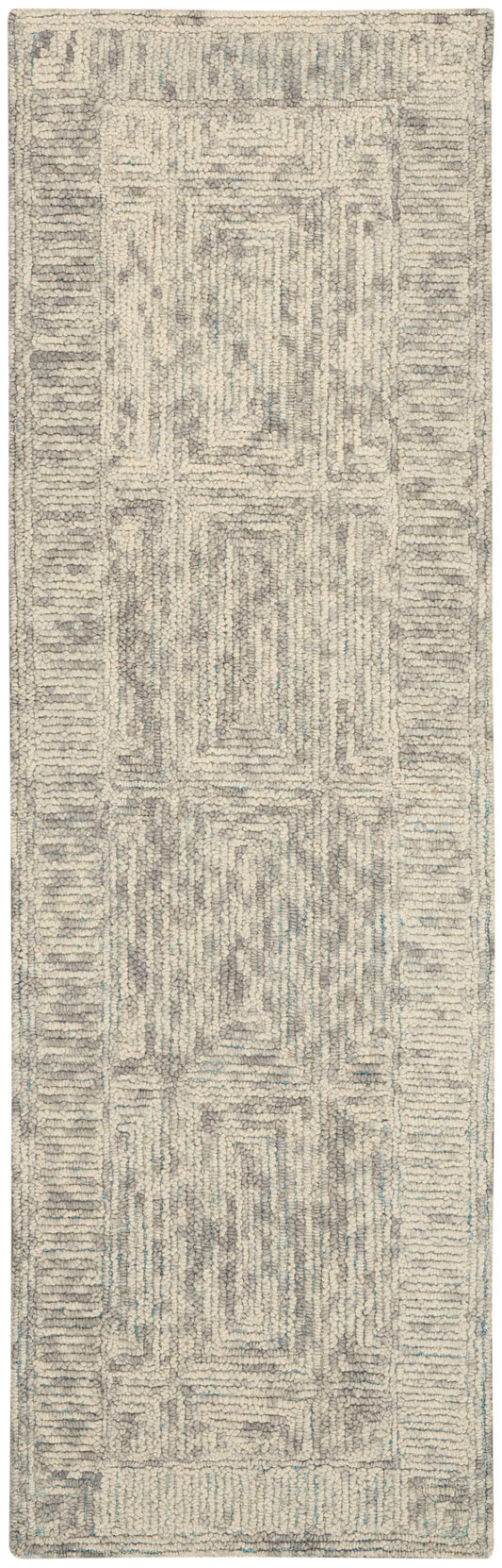 Nourison Colorado 2'3" x 7'6" Ivory Grey Teal Modern Indoor Rug