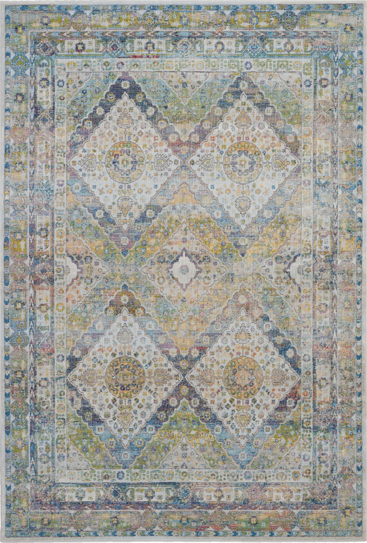 Nourison Ankara Global 4' x 6' Blue Green Vintage Indoor Rug