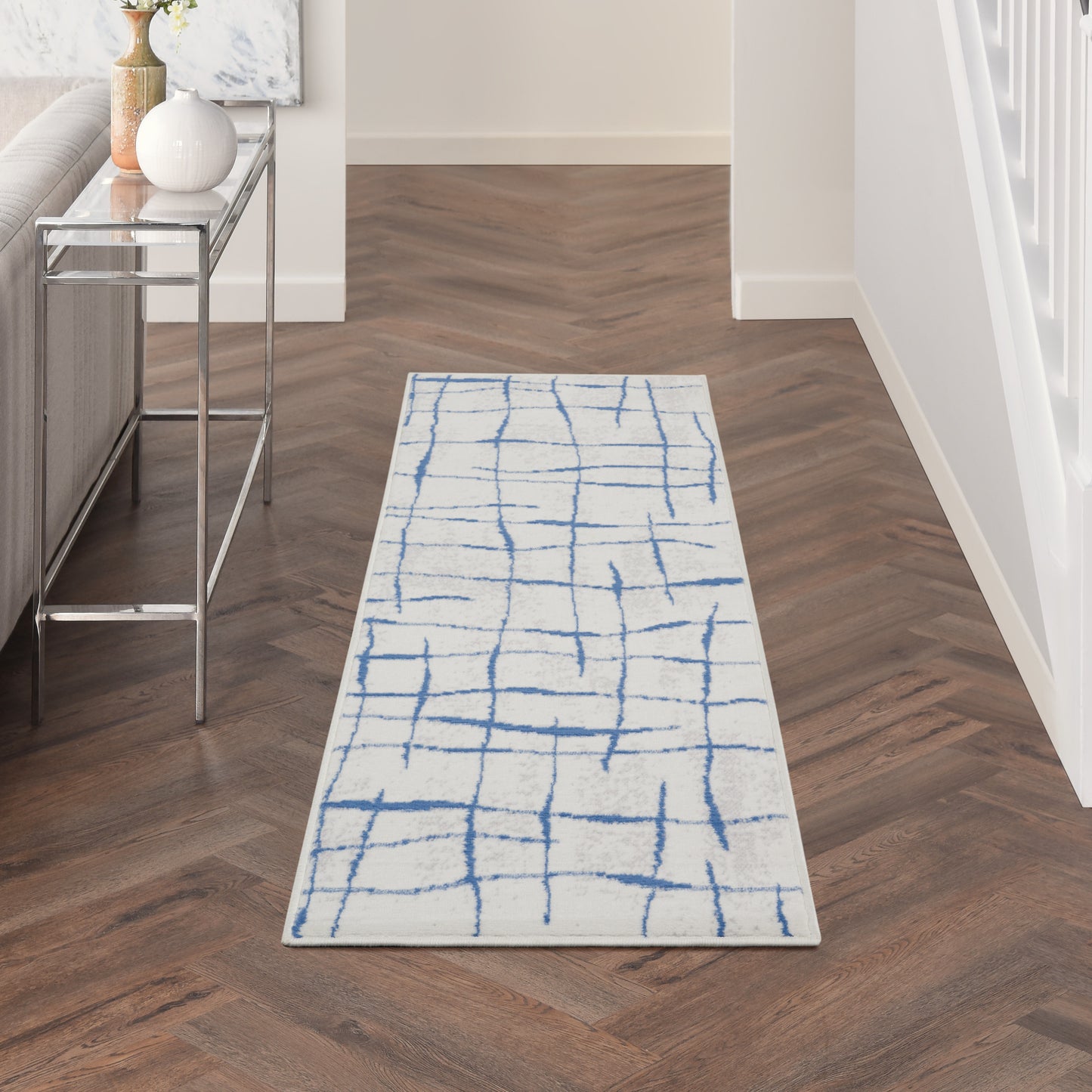 Nourison Whimsicle 2' x 8' Ivory Blue Modern Indoor Rug