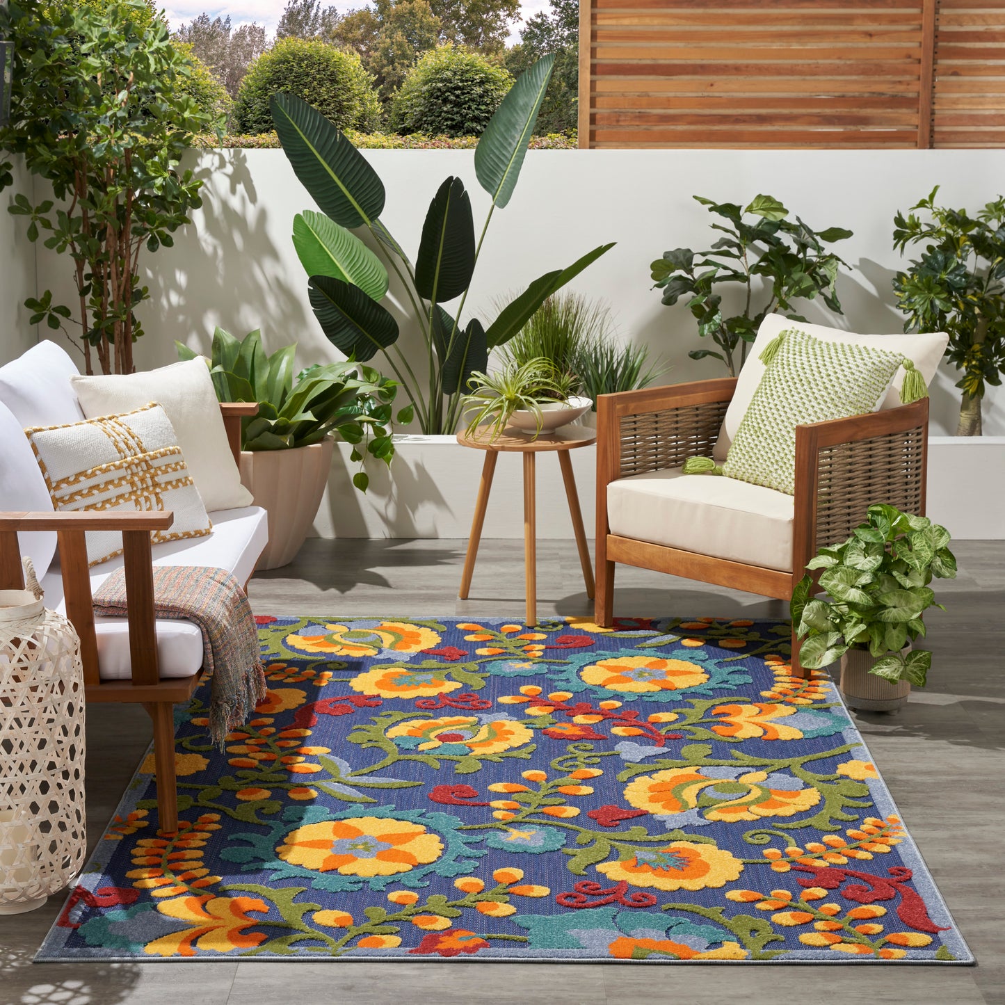 Nourison Aloha 6' x 9' Navy Multicolor Outdoor Rug