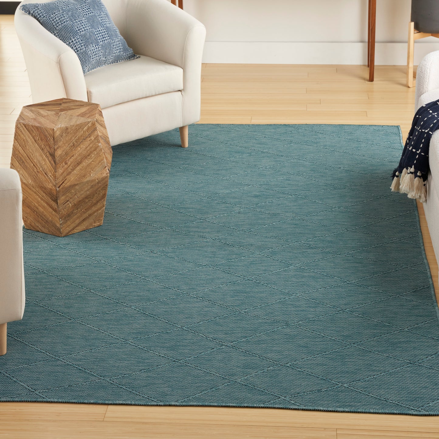 Nourison Washable Solutions 7' x 10' Aqua Modern Rug